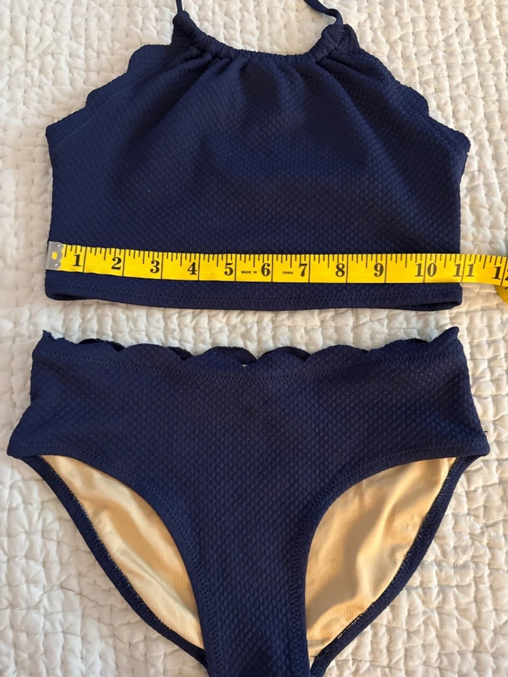 Girls navy blue scallop trim halter bikini OLD NAVY